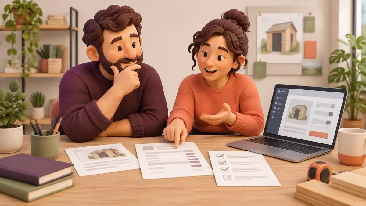 Illustrated colleagues examining a quotation process before choosing an app